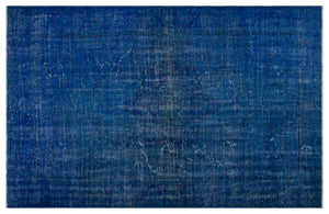 Blue Over Dyed Vintage Rug 5'12'' x 9'5'' ft 182 x 288 cm