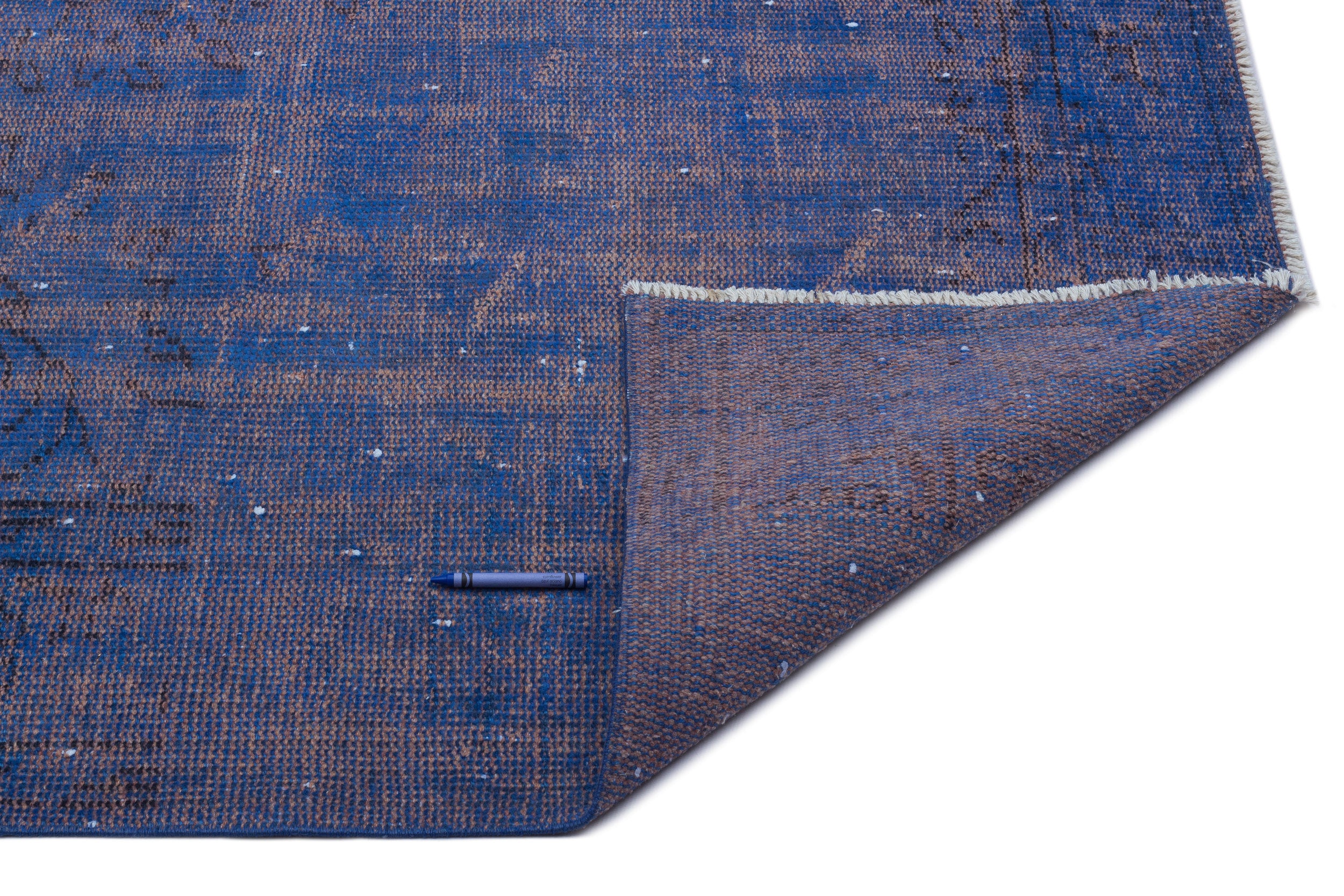 Blue Over Dyed Vintage Rug 6'1'' x 9'5'' ft 186 x 286 cm