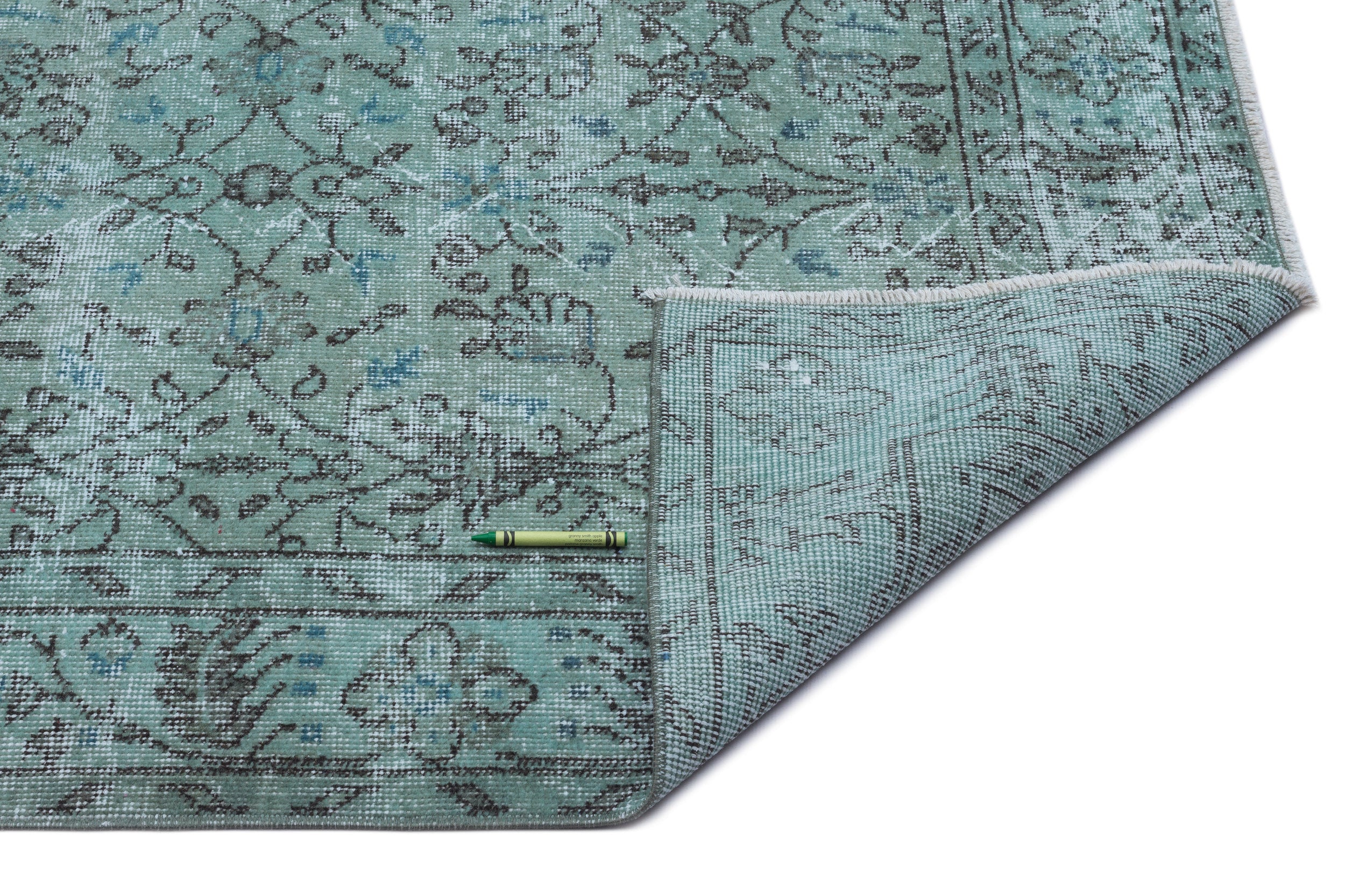 Turquoise  Over Dyed Vintage Rug 5'3'' x 8'9'' ft 159 x 266 cm