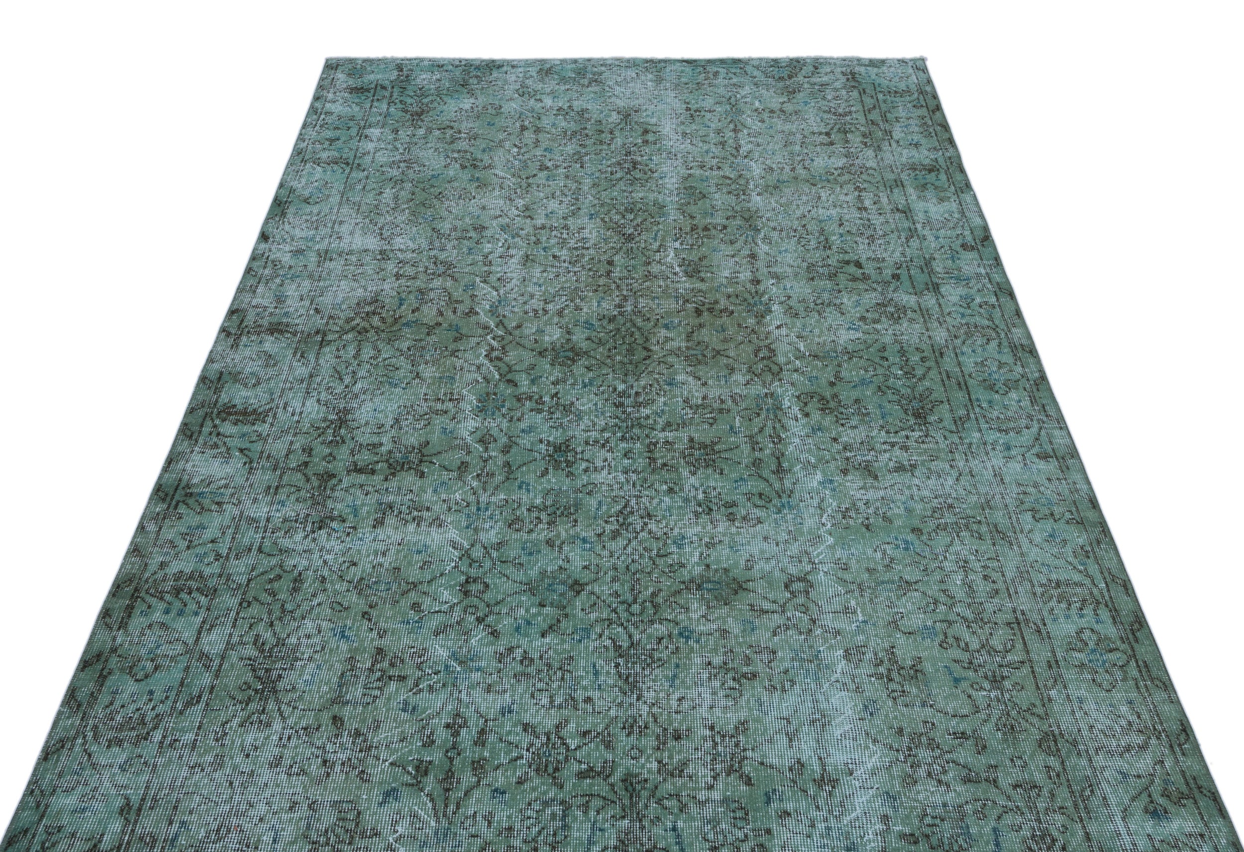 Turquoise  Over Dyed Vintage Rug 5'3'' x 8'9'' ft 159 x 266 cm