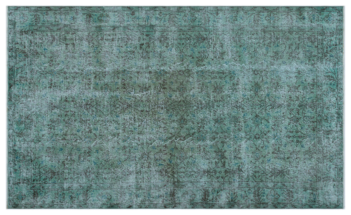 Turquoise  Over Dyed Vintage Rug 5&#39;3&#39;&#39; x 8&#39;9&#39;&#39; ft 159 x 266 cm