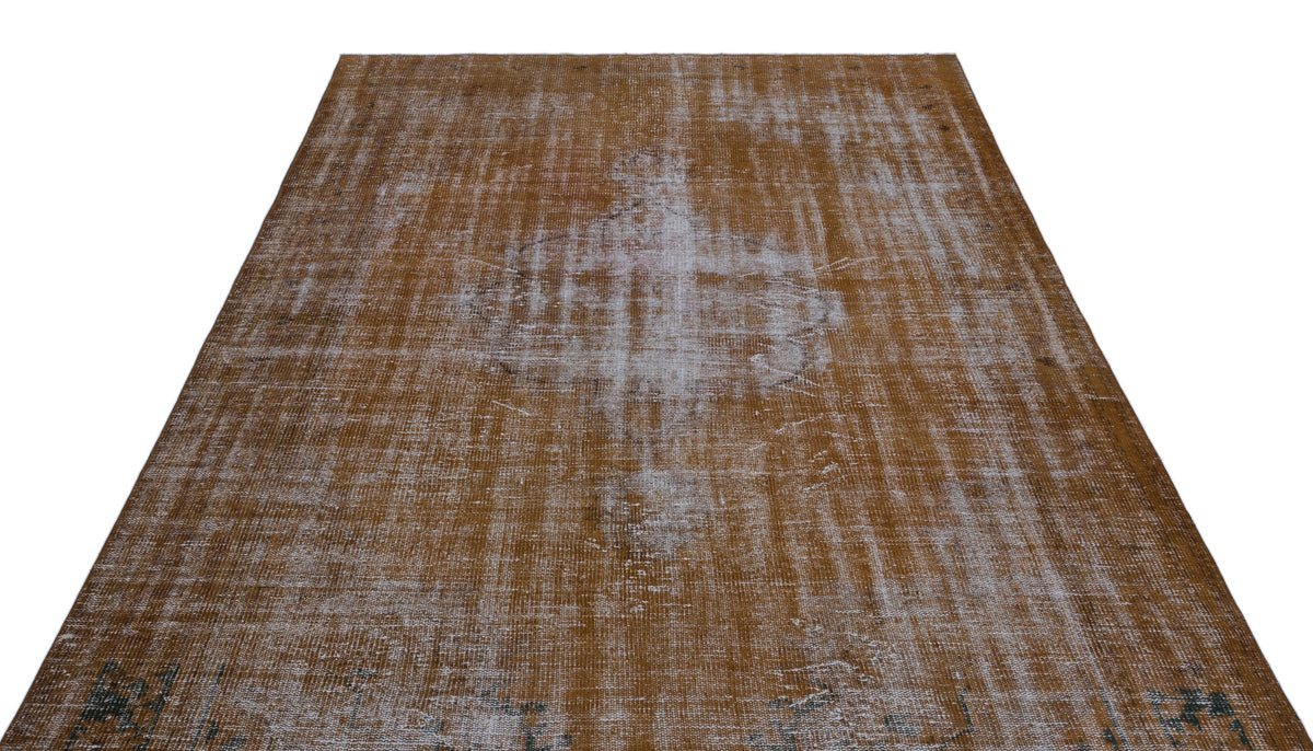 Brown Over Dyed Vintage Rug 6&#39;4&#39;&#39; x 8&#39;11&#39;&#39; ft 193 x 271 cm