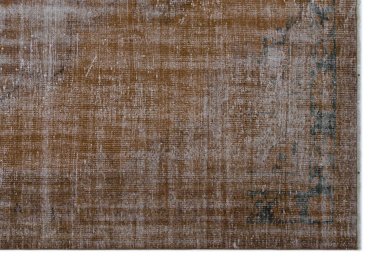 Brown Over Dyed Vintage Rug 6&#39;4&#39;&#39; x 8&#39;11&#39;&#39; ft 193 x 271 cm