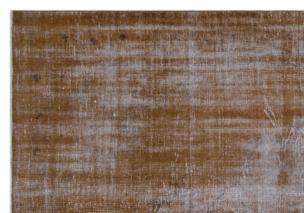 Brown Over Dyed Vintage Rug 6&#39;4&#39;&#39; x 8&#39;11&#39;&#39; ft 193 x 271 cm