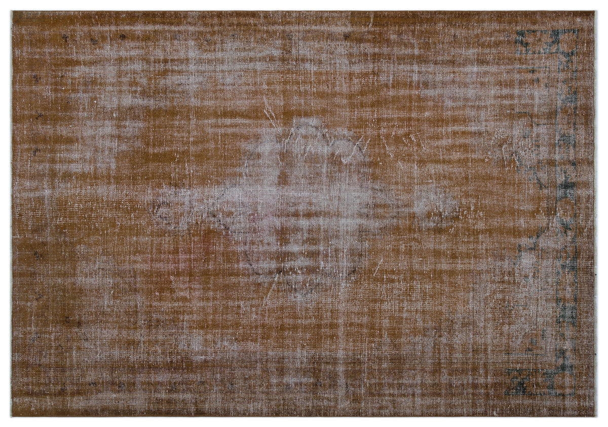 Brown Over Dyed Vintage Rug 6&#39;4&#39;&#39; x 8&#39;11&#39;&#39; ft 193 x 271 cm