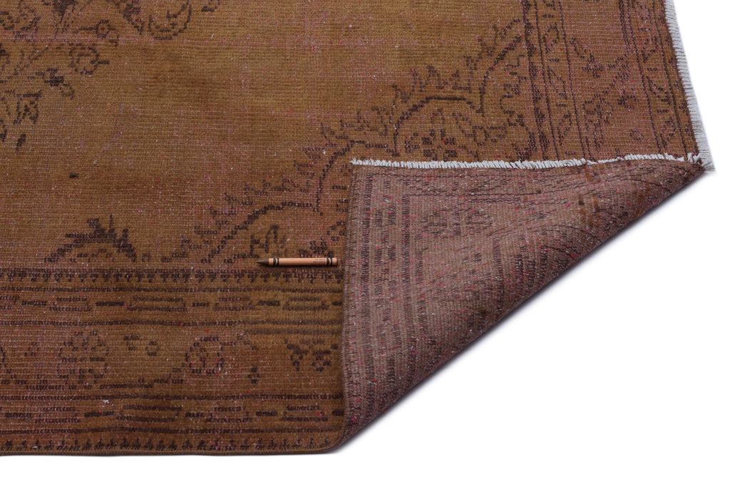 Brown Over Dyed Vintage Rug 5'8'' x 8'8'' ft 173 x 265 cm