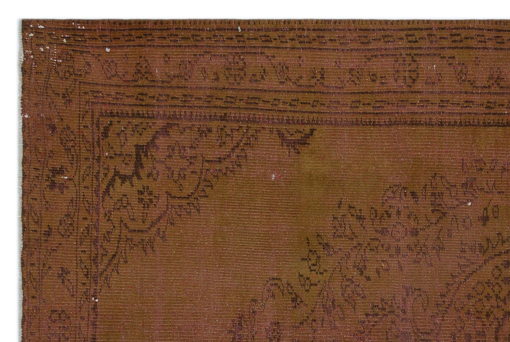 Brown Over Dyed Vintage Rug 5'8'' x 8'8'' ft 173 x 265 cm