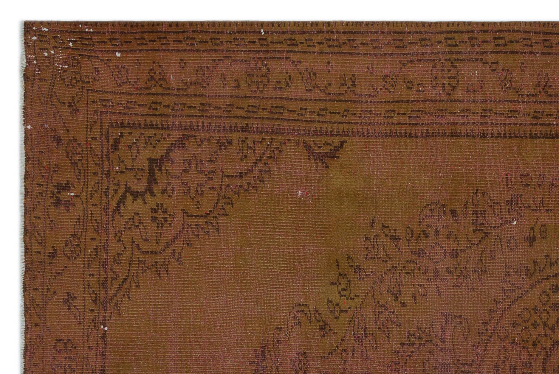 Brown Over Dyed Vintage Rug 5'8'' x 8'8'' ft 173 x 265 cm