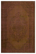 Brown Over Dyed Vintage Rug 5'8'' x 8'8'' ft 173 x 265 cm