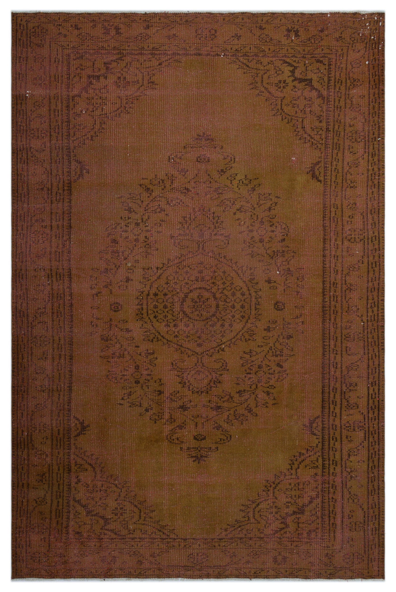 Brown Over Dyed Vintage Rug 5'8'' x 8'8'' ft 173 x 265 cm