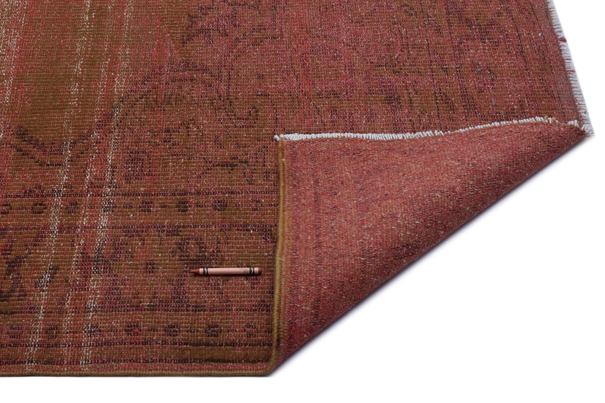 Brown Over Dyed Vintage Rug 6&#39;5&#39;&#39; x 9&#39;9&#39;&#39; ft 195 x 297 cm