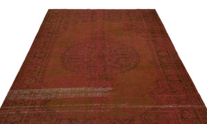 Brown Over Dyed Vintage Rug 6'5'' x 9'9'' ft 195 x 297 cm