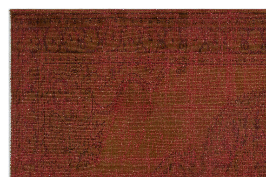 Brown Over Dyed Vintage Rug 6'5'' x 9'9'' ft 195 x 297 cm