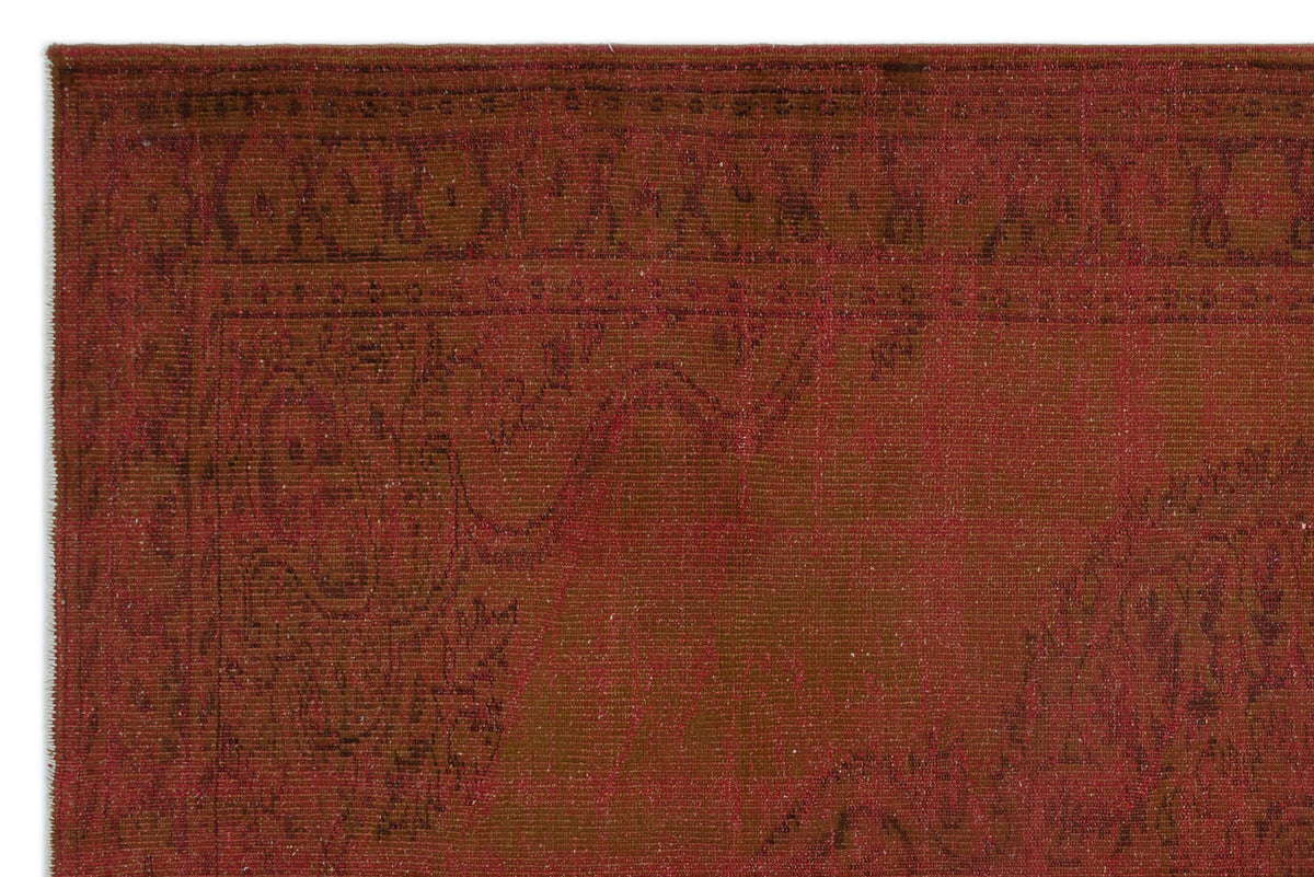 Brown Over Dyed Vintage Rug 6&#39;5&#39;&#39; x 9&#39;9&#39;&#39; ft 195 x 297 cm