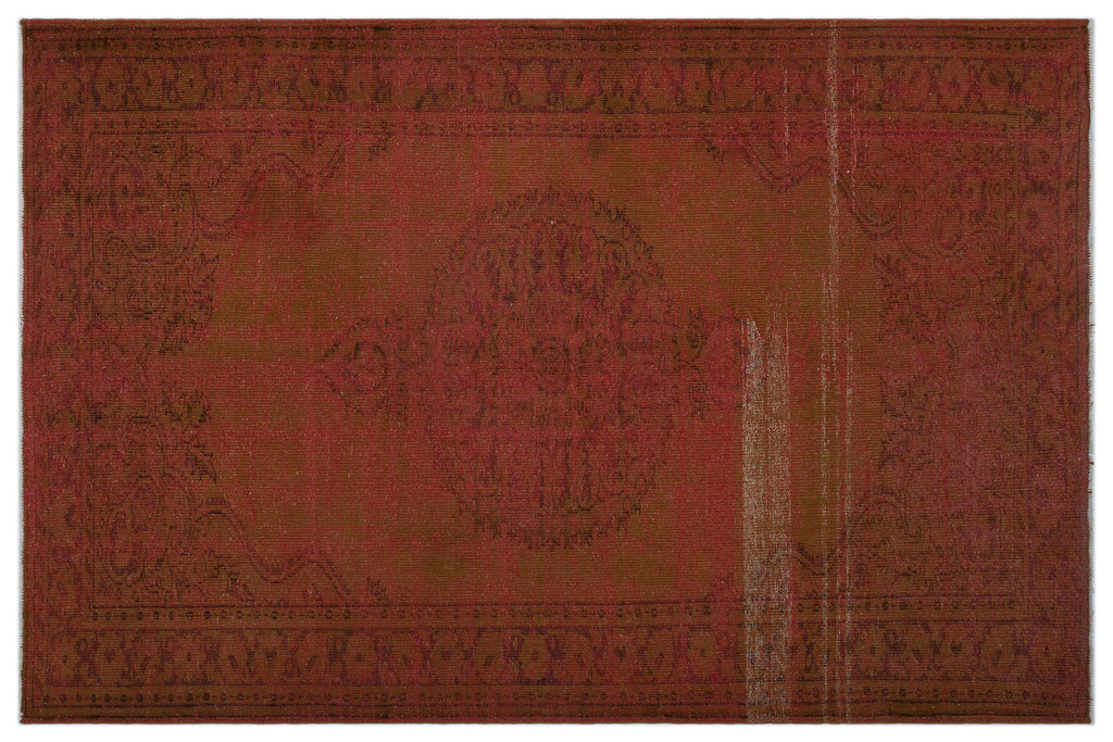 Brown Over Dyed Vintage Rug 6'5'' x 9'9'' ft 195 x 297 cm