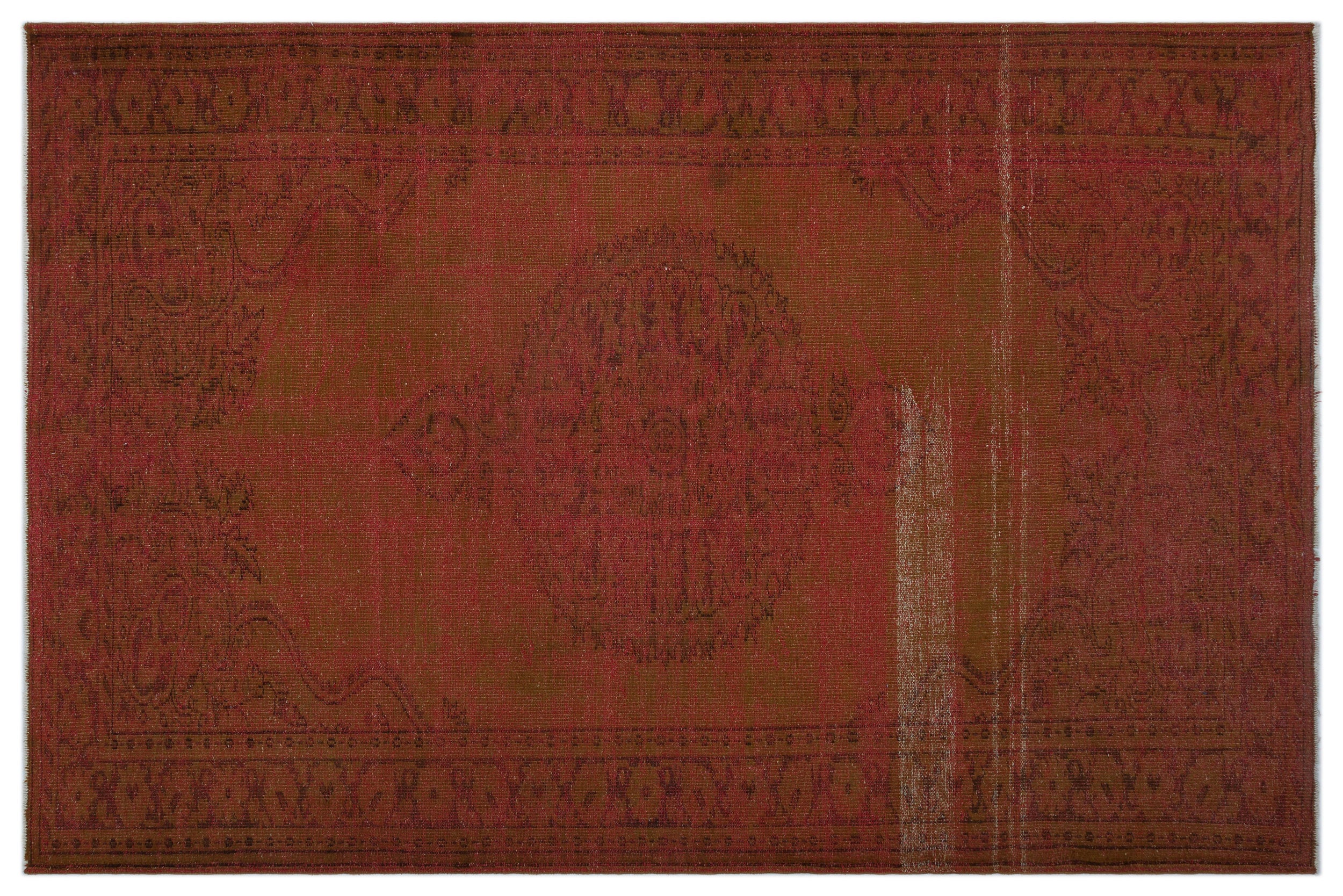 Brown Over Dyed Vintage Rug 6'5'' x 9'9'' ft 195 x 297 cm
