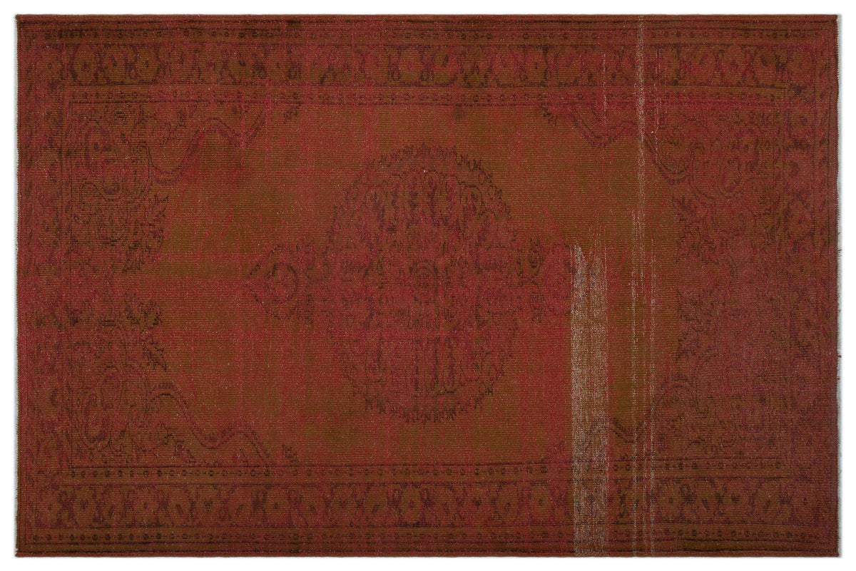 Brown Over Dyed Vintage Rug 6&#39;5&#39;&#39; x 9&#39;9&#39;&#39; ft 195 x 297 cm