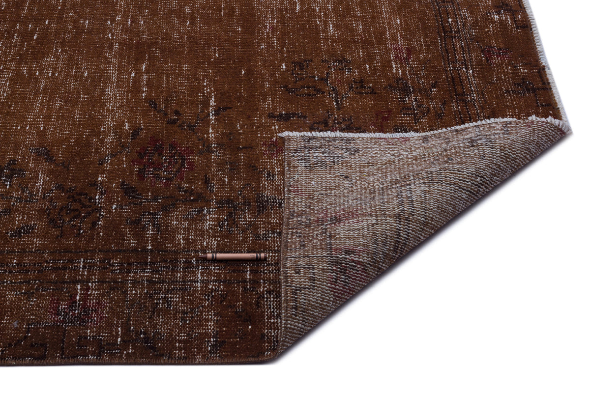 Brown Over Dyed Vintage Rug 6&#39;2&#39;&#39; x 9&#39;6&#39;&#39; ft 188 x 290 cm