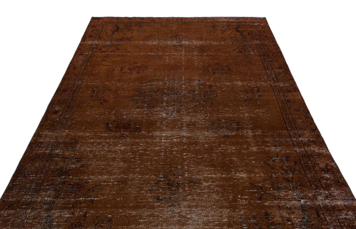 Brown Over Dyed Vintage Rug 6&#39;2&#39;&#39; x 9&#39;6&#39;&#39; ft 188 x 290 cm