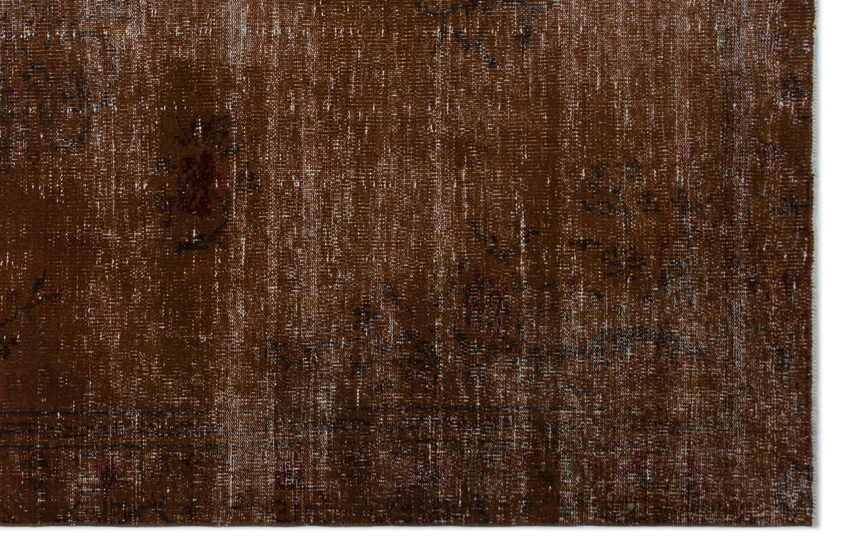 Brown Over Dyed Vintage Rug 6&#39;2&#39;&#39; x 9&#39;6&#39;&#39; ft 188 x 290 cm