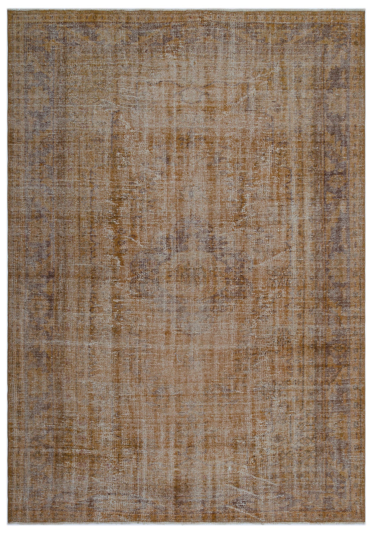 Brown Over Dyed Vintage Rug 6&#39;3&#39;&#39; x 8&#39;12&#39;&#39; ft 191 x 274 cm