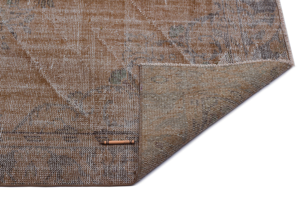 Brown Over Dyed Vintage Rug 5'7'' x 9'3'' ft 169 x 283 cm