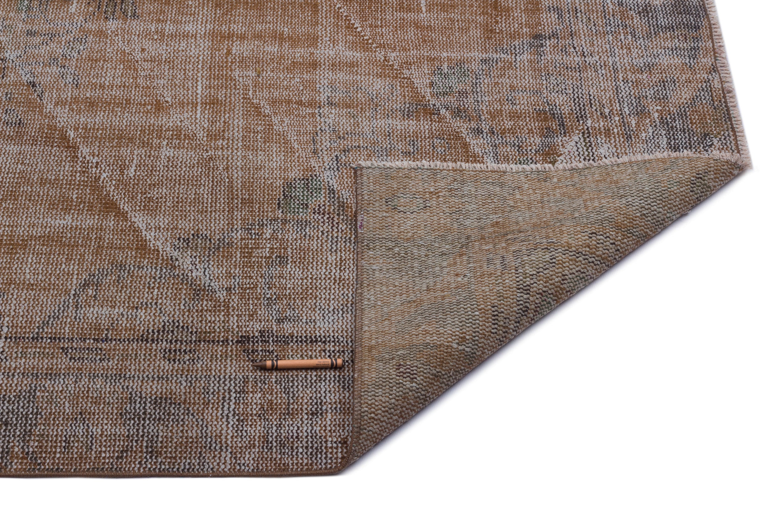 Brown Over Dyed Vintage Rug 5'7'' x 9'3'' ft 169 x 283 cm