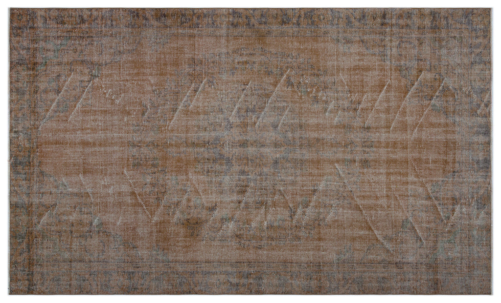 Brown Over Dyed Vintage Rug 5'7'' x 9'3'' ft 169 x 283 cm
