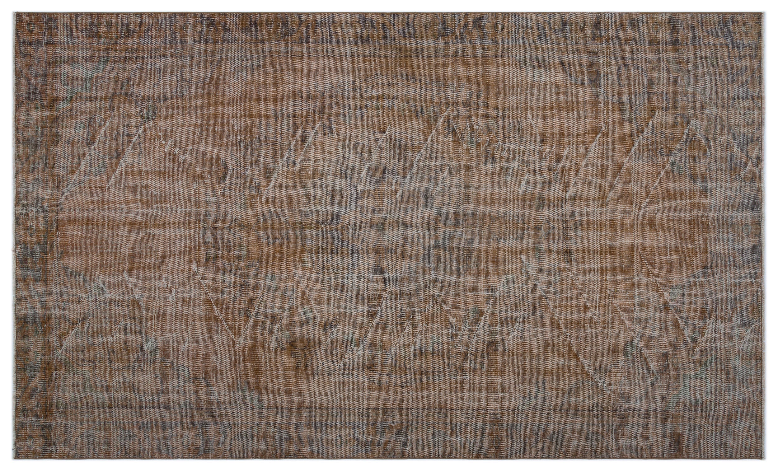 Brown Over Dyed Vintage Rug 5'7'' x 9'3'' ft 169 x 283 cm
