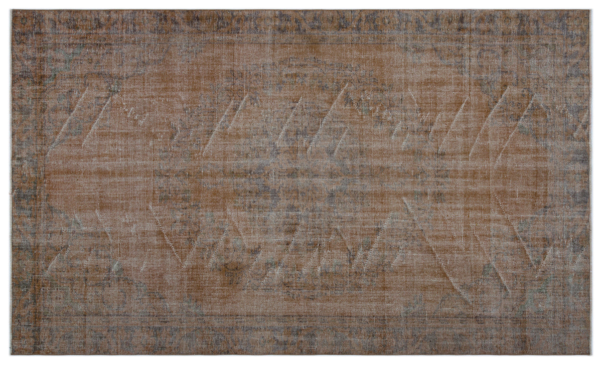Brown Over Dyed Vintage Rug 5&#39;7&#39;&#39; x 9&#39;3&#39;&#39; ft 169 x 283 cm