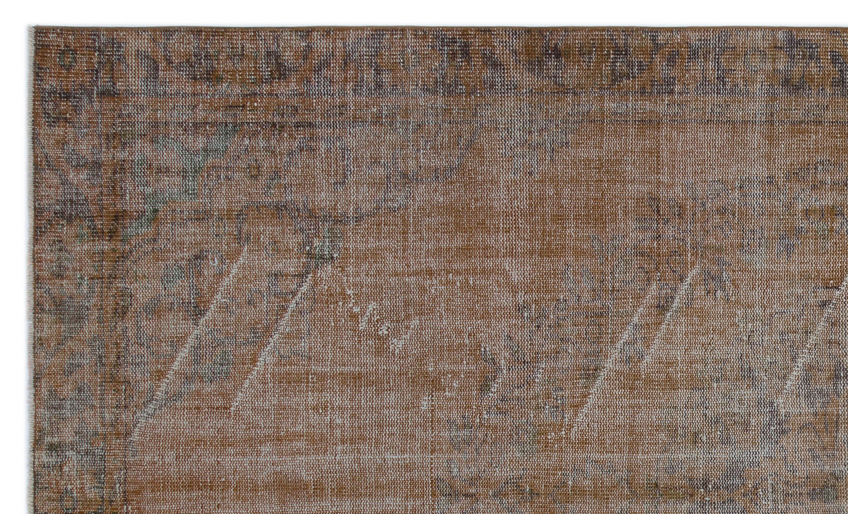 Brown Over Dyed Vintage Rug 5&#39;7&#39;&#39; x 9&#39;3&#39;&#39; ft 169 x 283 cm