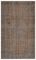 Brown Over Dyed Vintage Rug 5'7'' x 9'3'' ft 169 x 283 cm