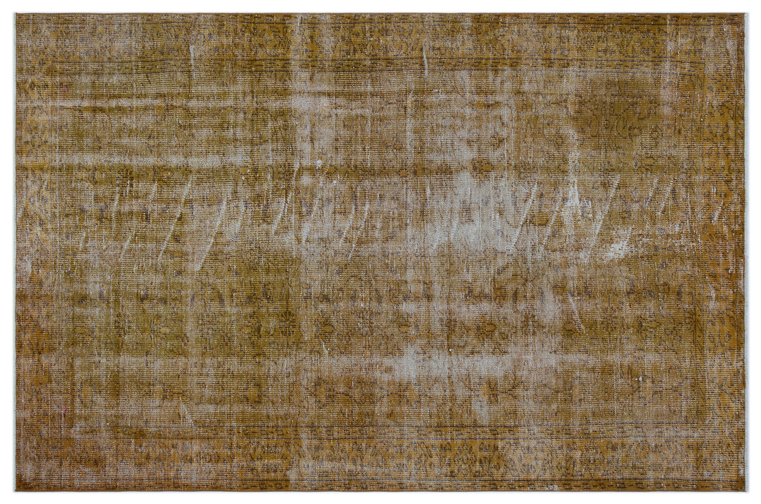 Brown Over Dyed Vintage Rug 5'9'' x 8'10'' ft 176 x 270 cm