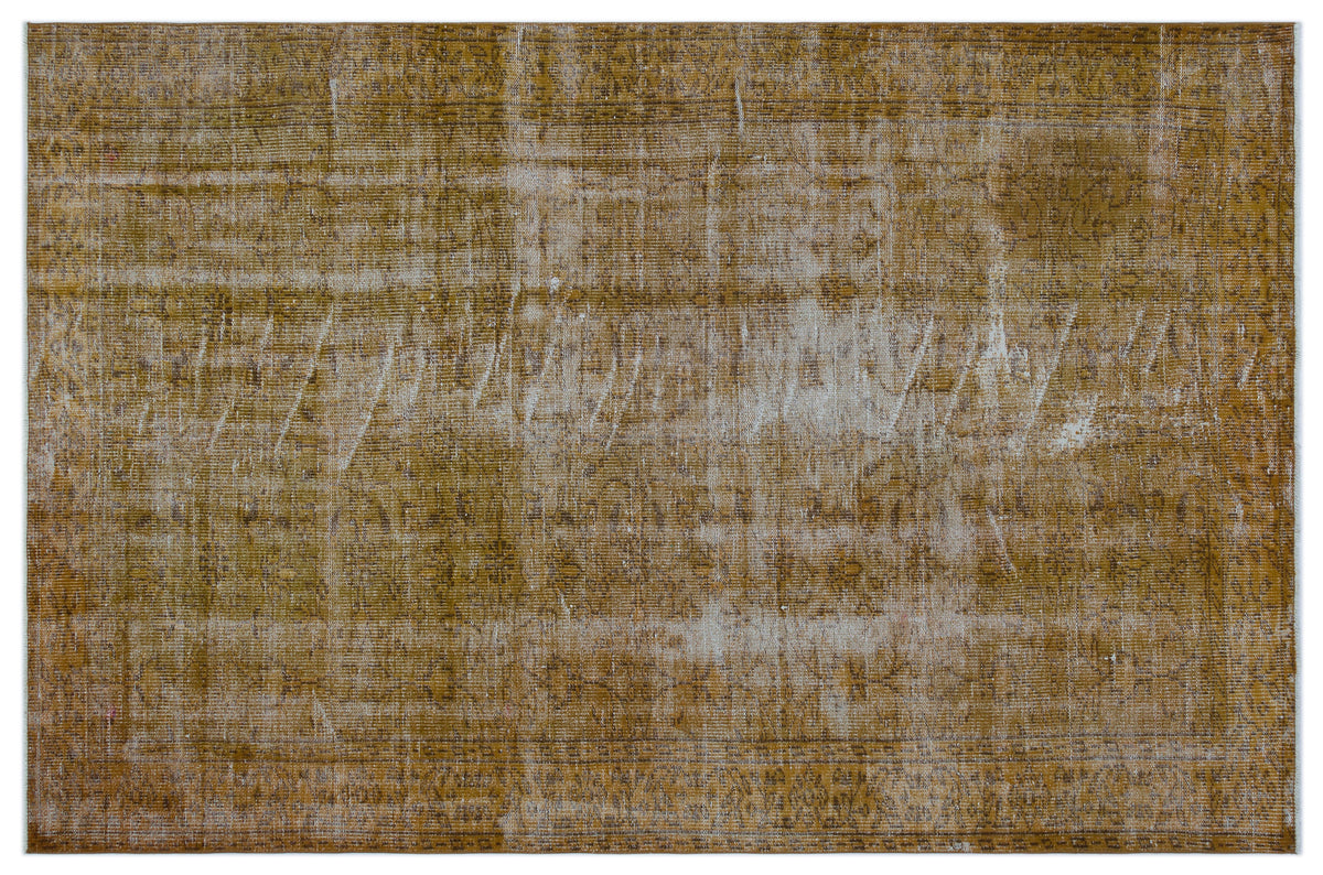 Brown Over Dyed Vintage Rug 5&#39;9&#39;&#39; x 8&#39;10&#39;&#39; ft 176 x 270 cm