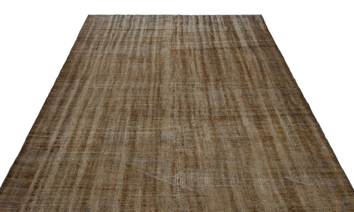 Brown Over Dyed Vintage Rug 6&#39;4&#39;&#39; x 9&#39;11&#39;&#39; ft 192 x 303 cm