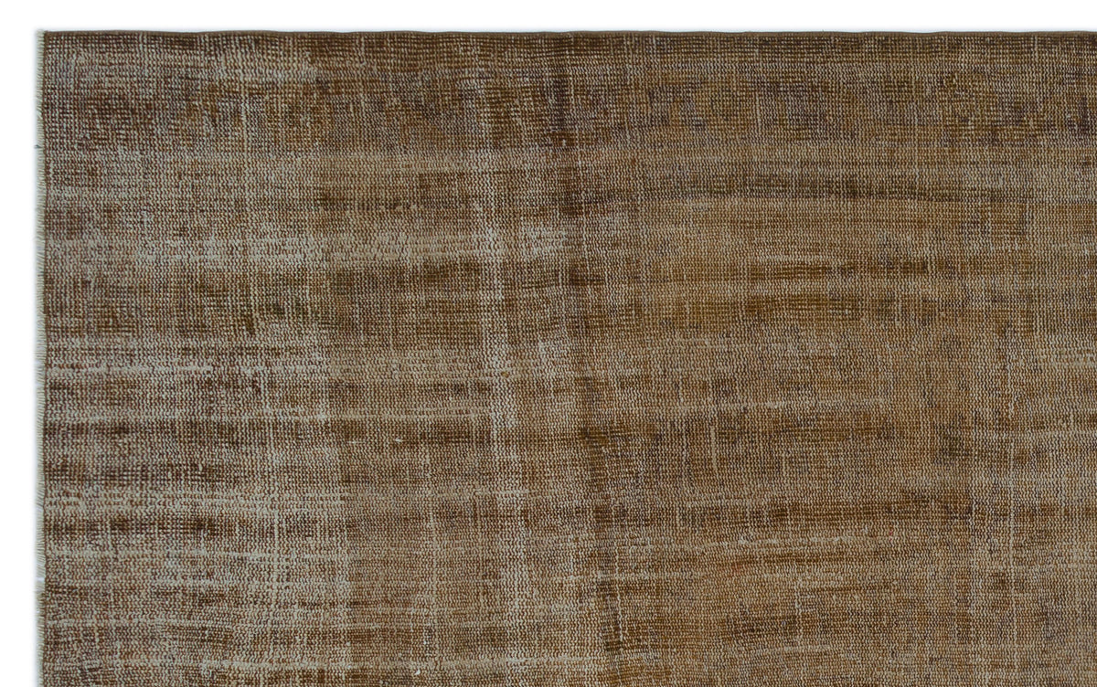 Brown Over Dyed Vintage Rug 6&#39;4&#39;&#39; x 9&#39;11&#39;&#39; ft 192 x 303 cm