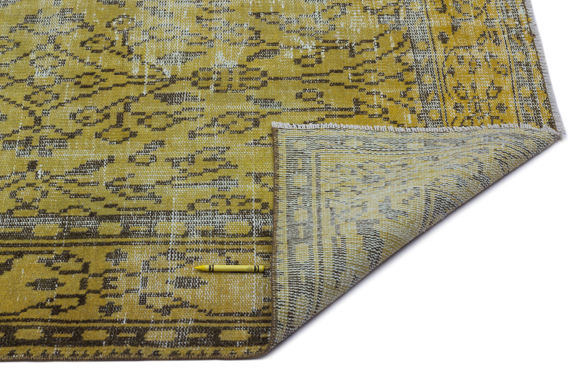Yellow Over Dyed Vintage Rug 5&#39;11&#39;&#39; x 9&#39;5&#39;&#39; ft 180 x 287 cm