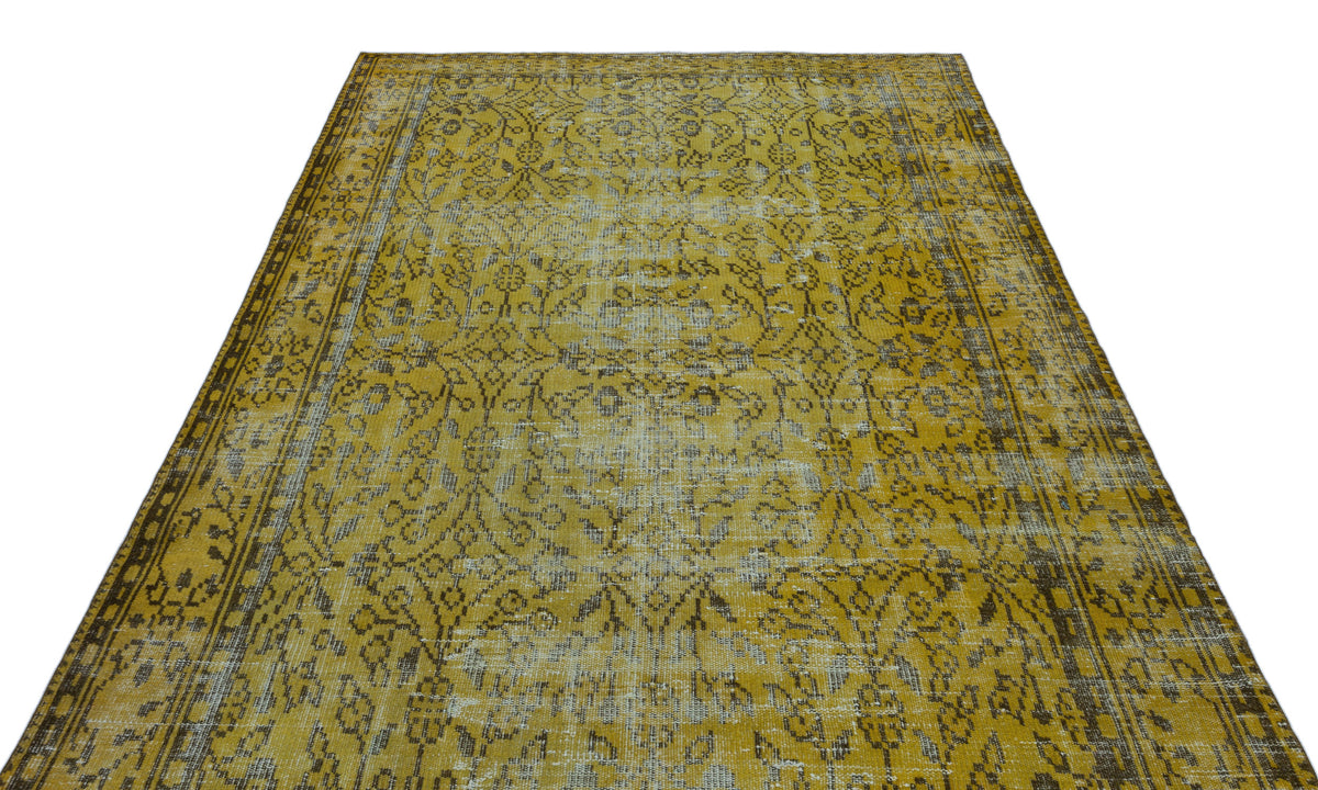 Yellow Over Dyed Vintage Rug 5&#39;11&#39;&#39; x 9&#39;5&#39;&#39; ft 180 x 287 cm
