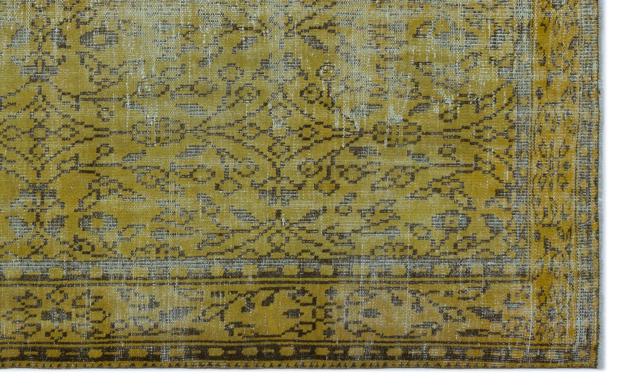 Yellow Over Dyed Vintage Rug 5'11'' x 9'5'' ft 180 x 287 cm