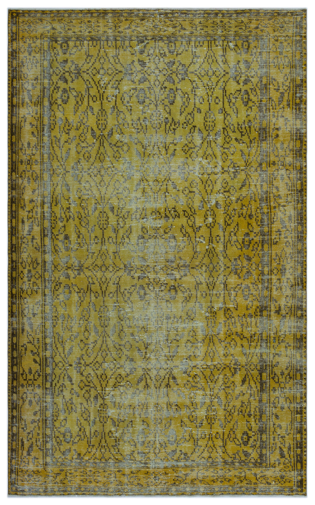 Yellow Over Dyed Vintage Rug 5'11'' x 9'5'' ft 180 x 287 cm