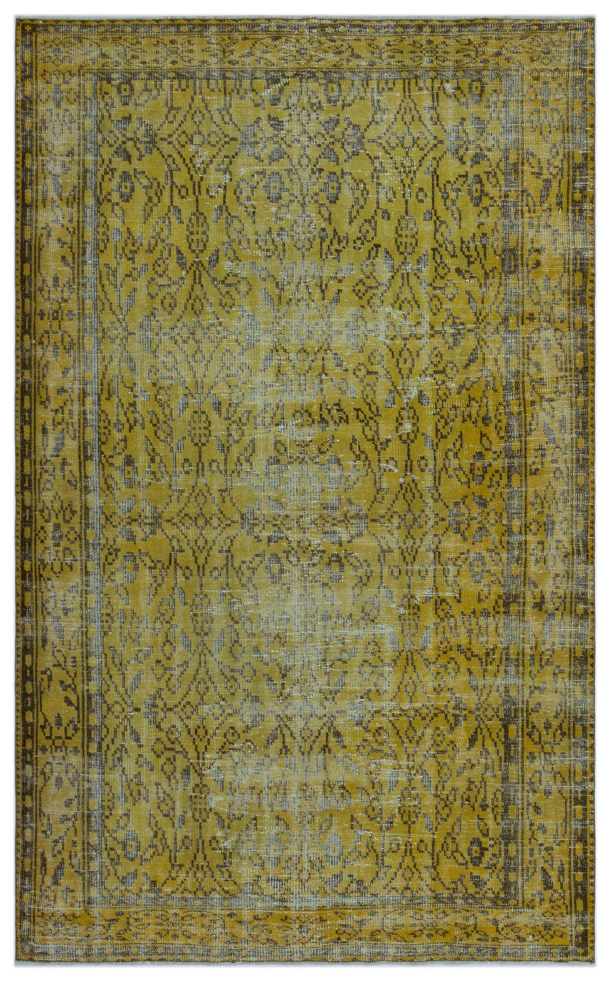 Yellow Over Dyed Vintage Rug 5&#39;11&#39;&#39; x 9&#39;5&#39;&#39; ft 180 x 287 cm