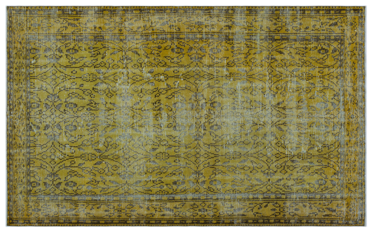 Yellow Over Dyed Vintage Rug 5&#39;11&#39;&#39; x 9&#39;5&#39;&#39; ft 180 x 287 cm