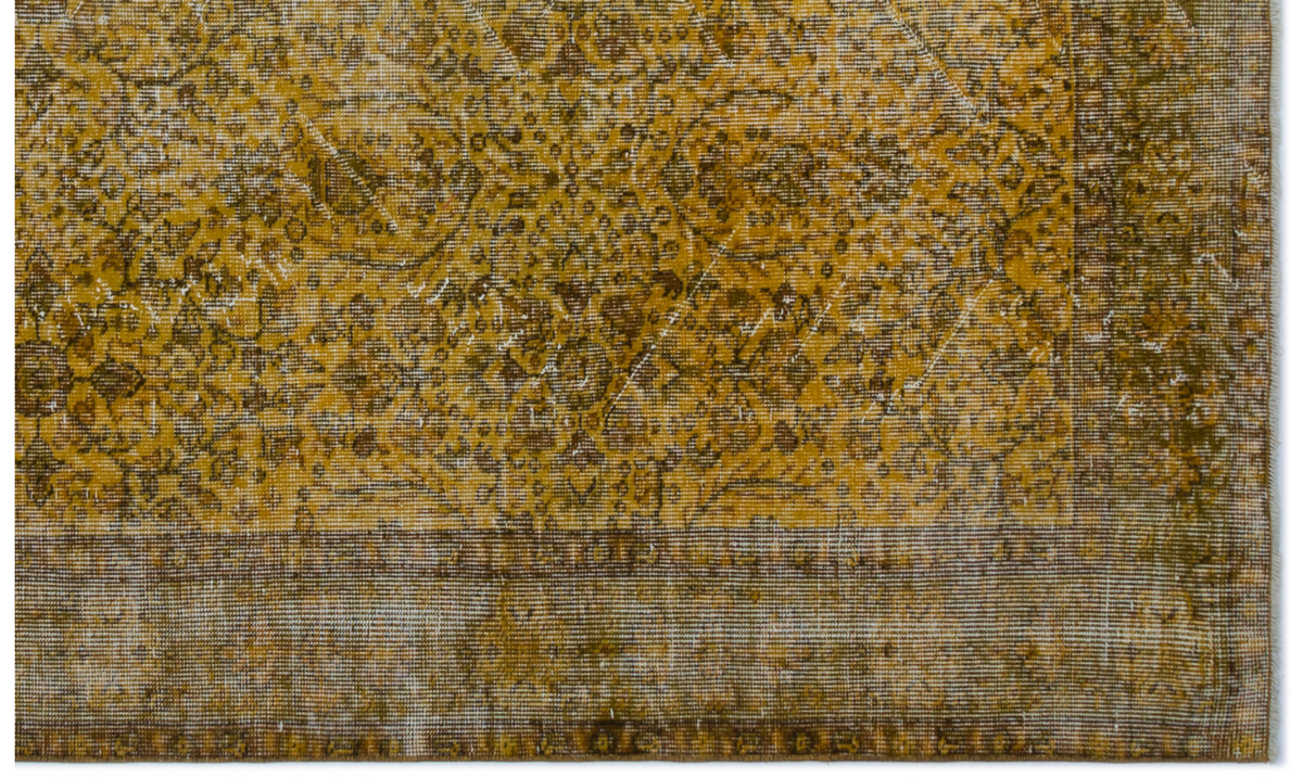 Retro Design Yellow Over Dyed Vintage Rug 5&#39;5&#39;&#39; x 8&#39;11&#39;&#39; ft 166 x 272 cm