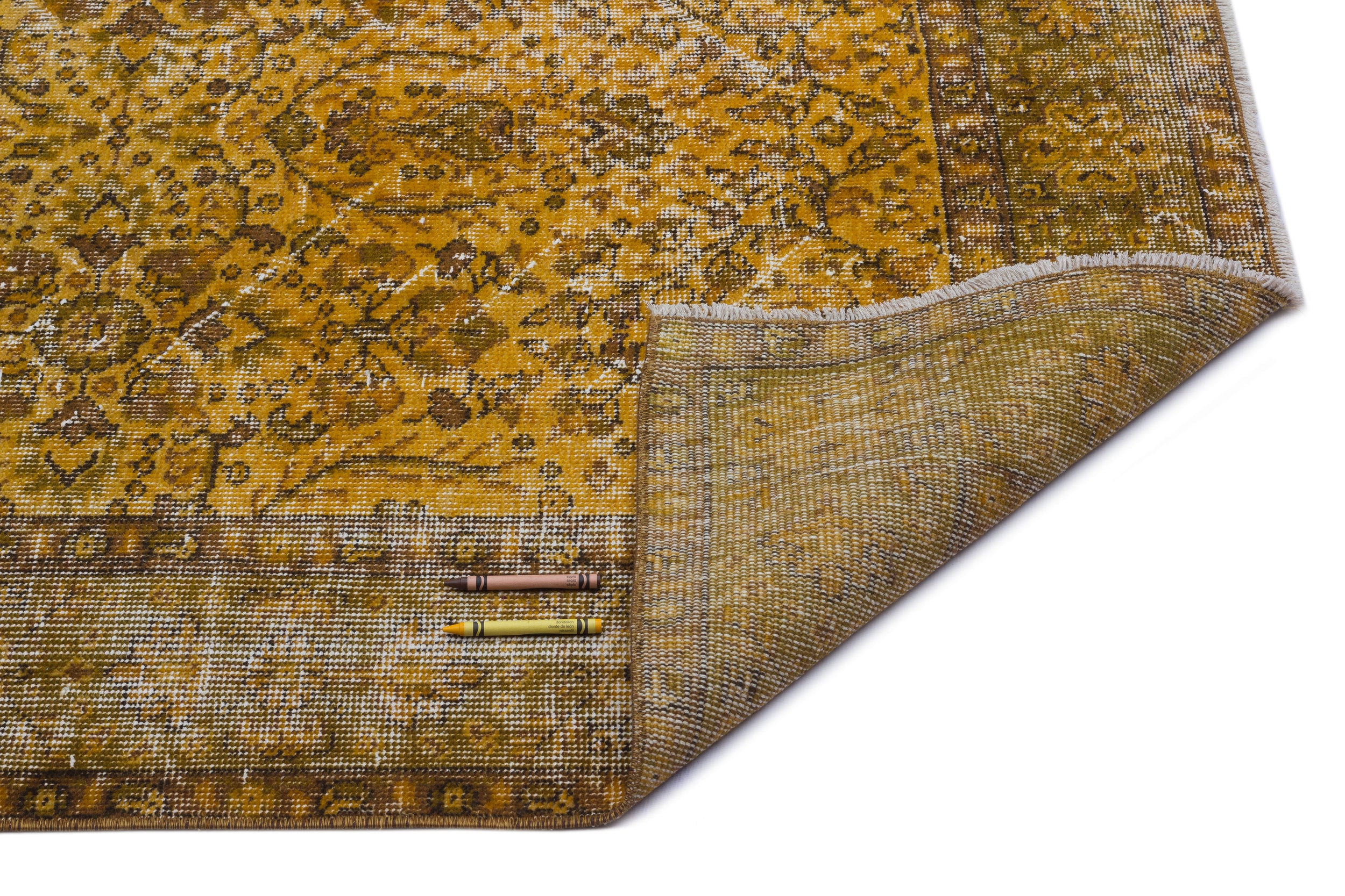 Yellow Over Dyed Vintage Rug 5'5'' x 8'11'' ft 166 x 272 cm