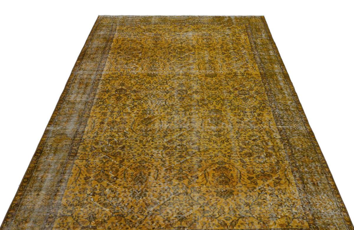 Yellow Over Dyed Vintage Rug 5&#39;5&#39;&#39; x 8&#39;11&#39;&#39; ft 166 x 272 cm