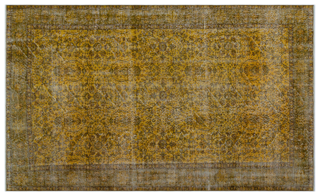 Yellow Over Dyed Vintage Rug 5'5'' x 8'11'' ft 166 x 272 cm