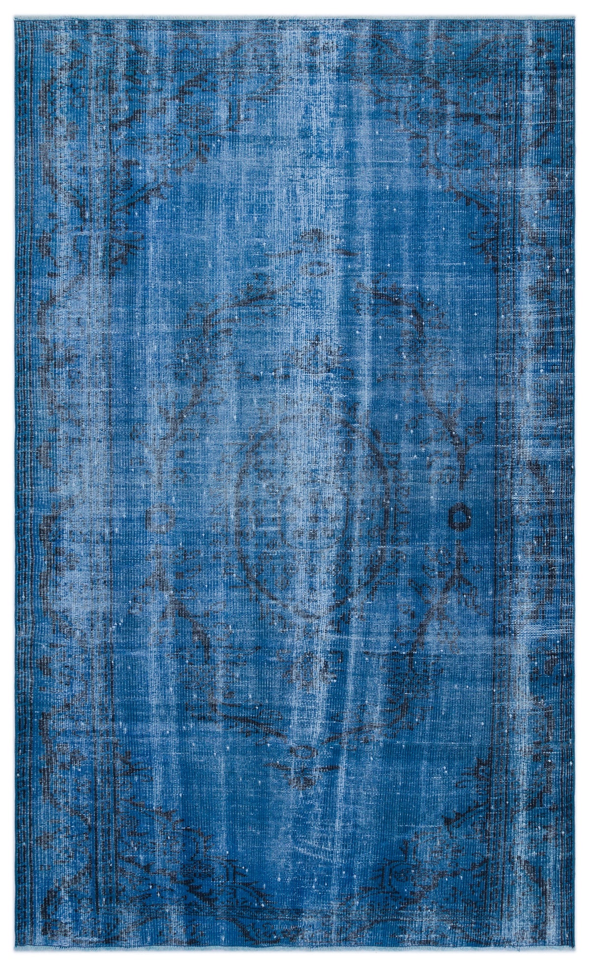 Blue Over Dyed Vintage Rug 5&#39;5&#39;&#39; x 8&#39;10&#39;&#39; ft 165 x 268 cm