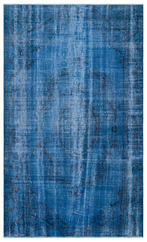 Blue Over Dyed Vintage Rug 5'5'' x 8'10'' ft 165 x 268 cm