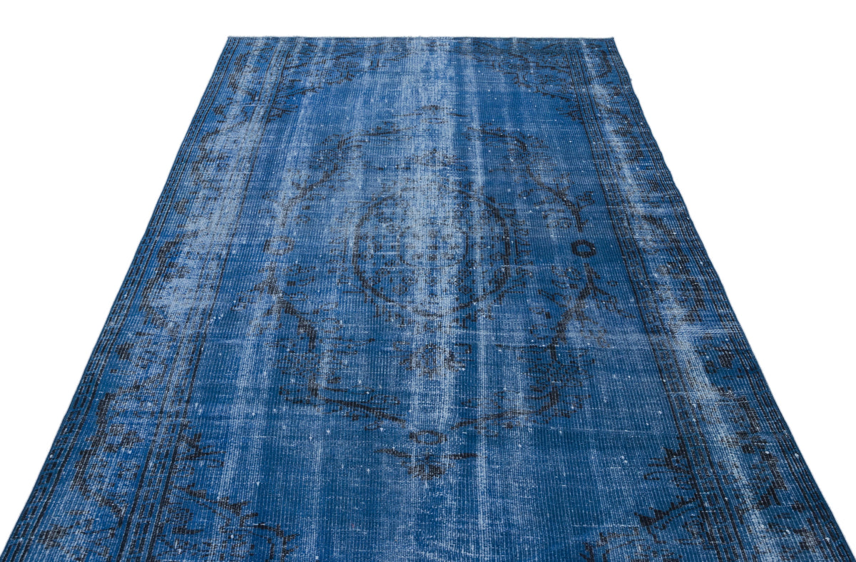 Blue Over Dyed Vintage Rug 5&#39;5&#39;&#39; x 8&#39;10&#39;&#39; ft 165 x 268 cm