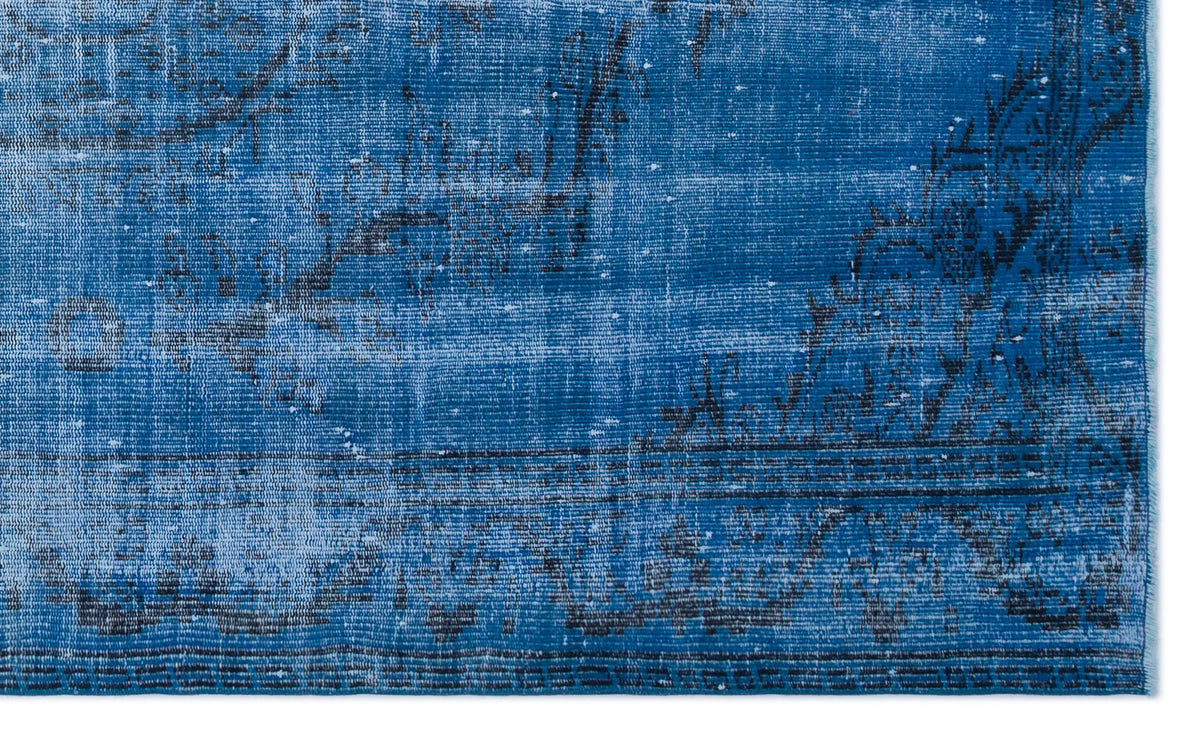 Blue Over Dyed Vintage Rug 5&#39;5&#39;&#39; x 8&#39;10&#39;&#39; ft 165 x 268 cm